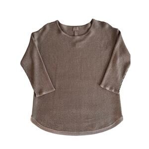 Chico’s Dori Shimmer Metallic Pullover Sweater Size 1 (M) Rocky Taupe NWT